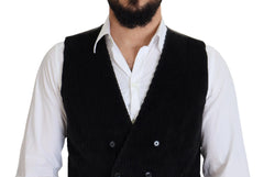 Dolce & Gabbana Black Cotton Double Breasted Waistcoat Vest - Vests