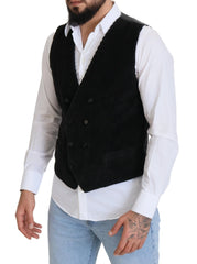 Dolce & Gabbana Black Cotton Double Breasted Waistcoat Vest - Vests