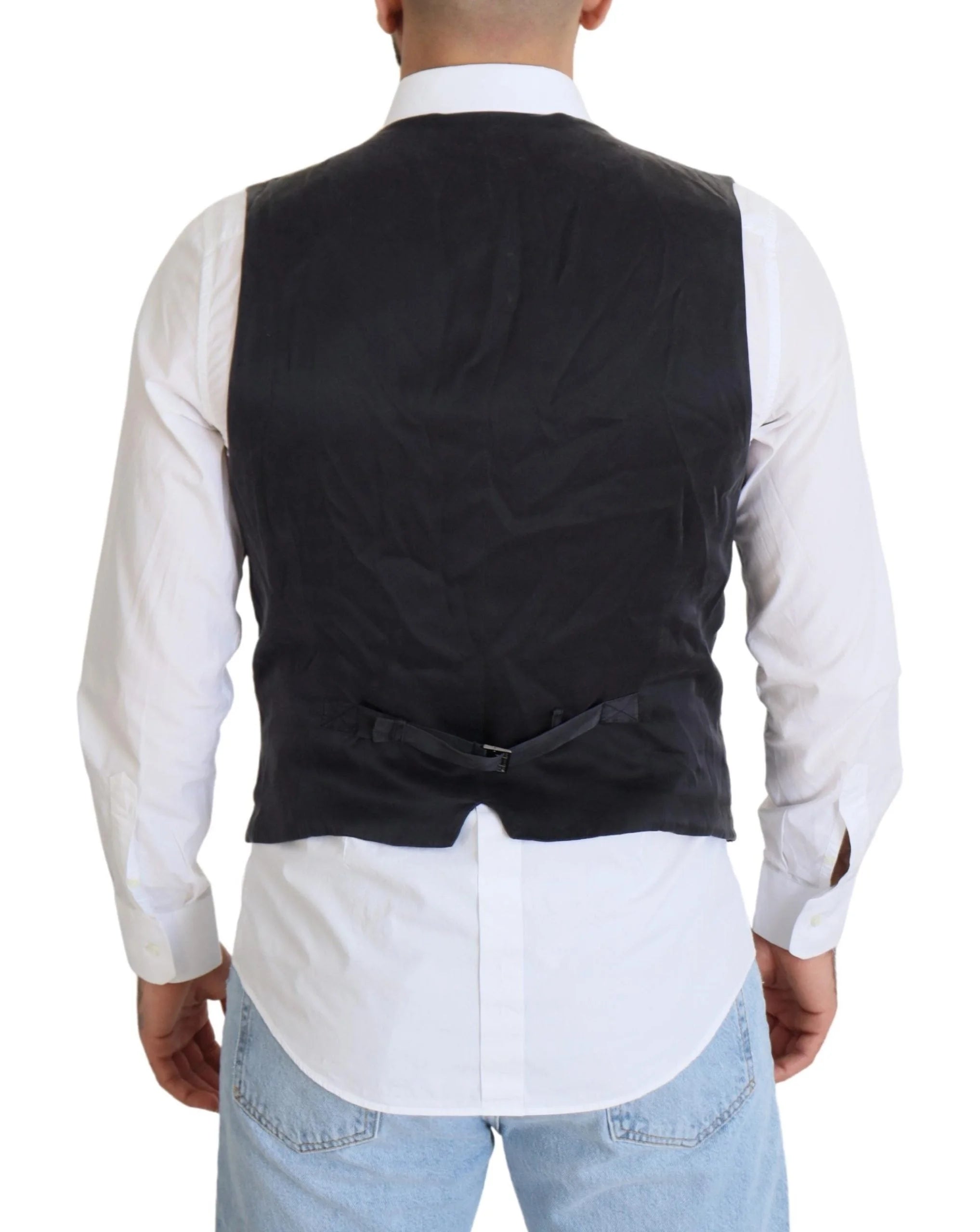 Dolce & Gabbana Black Cotton Double Breasted Waistcoat Vest - Vests