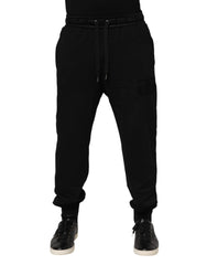Dolce & Gabbana Black Cotton Drawstring Jogger Pants - Joggers