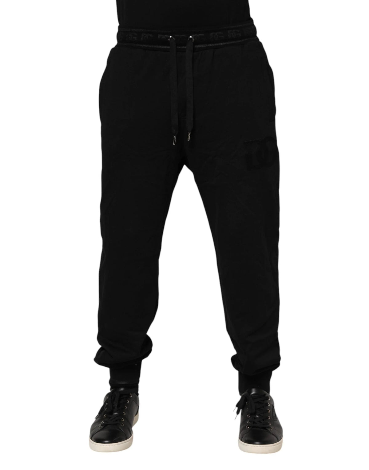 Dolce & Gabbana Black Cotton Drawstring Jogger Pants - Joggers