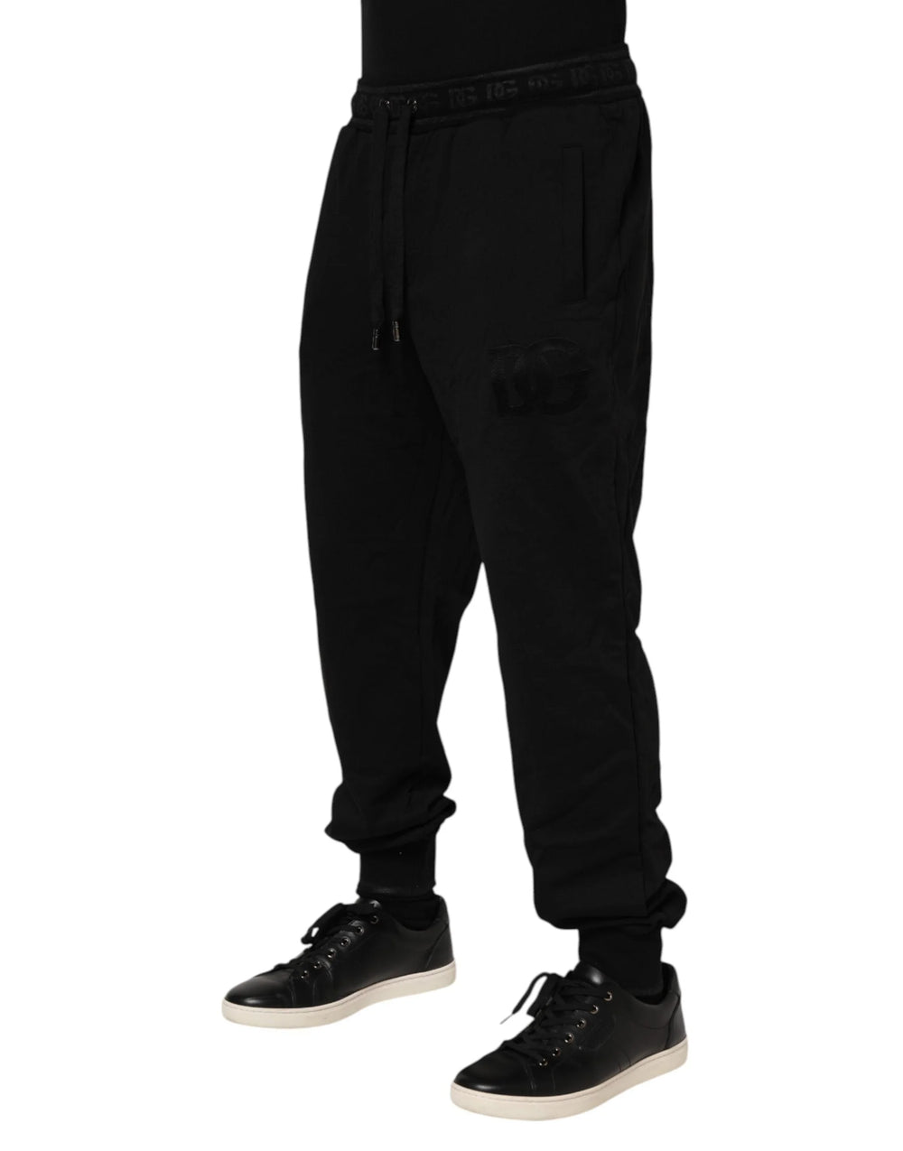 Dolce & Gabbana Black Cotton Drawstring Jogger Pants - Joggers