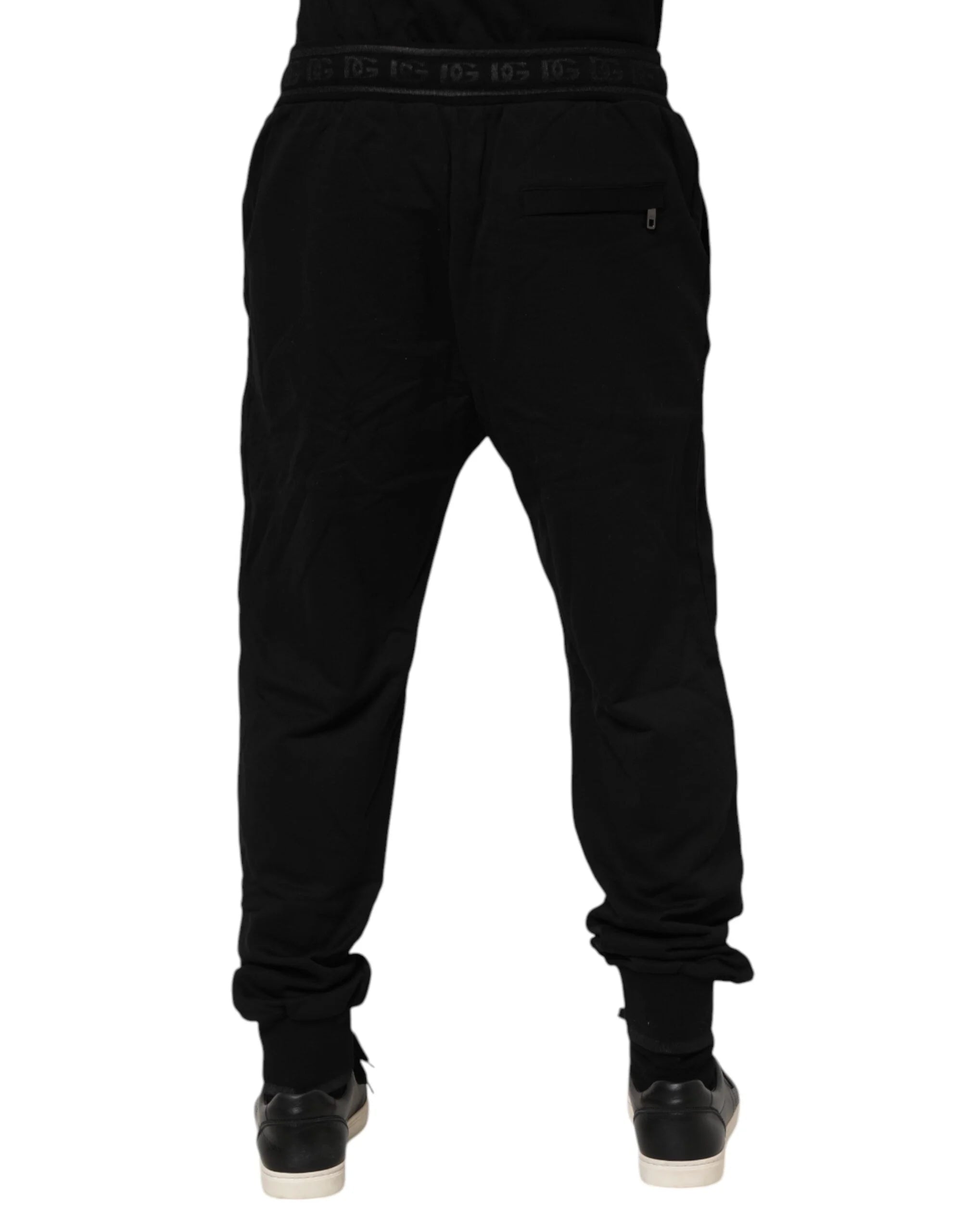 Dolce & Gabbana Black Cotton Drawstring Jogger Pants - Joggers