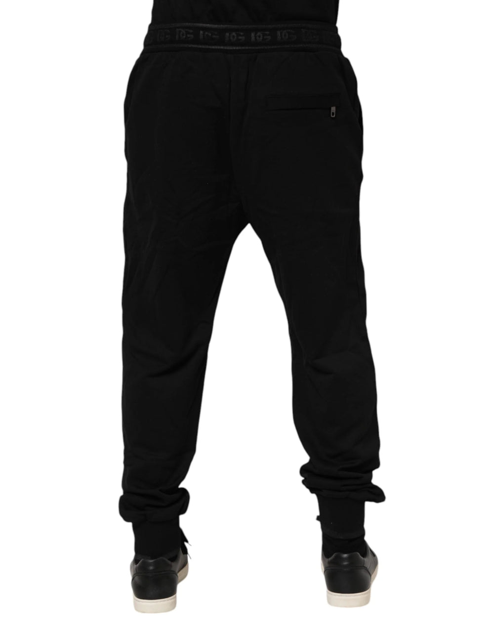 Dolce & Gabbana Black Cotton Drawstring Jogger Pants - Joggers