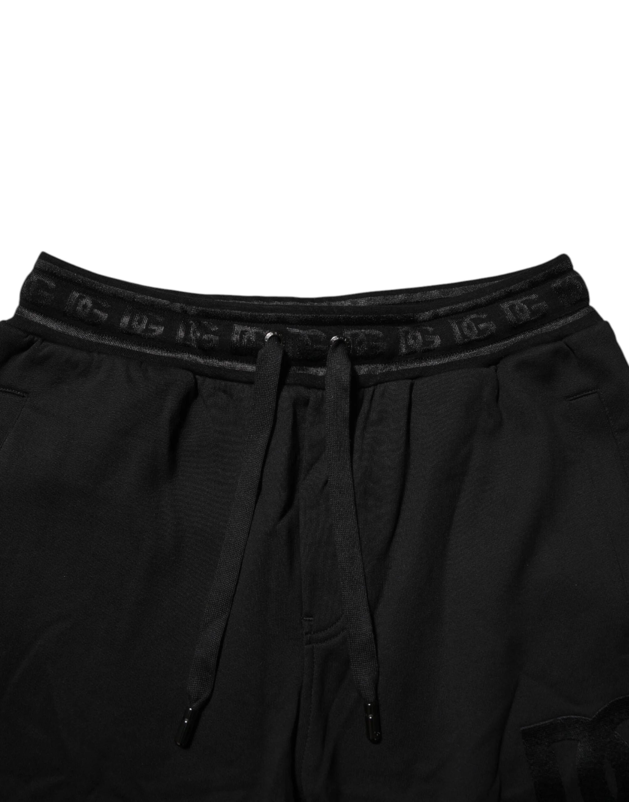 Dolce & Gabbana Black Cotton Drawstring Jogger Pants - Joggers