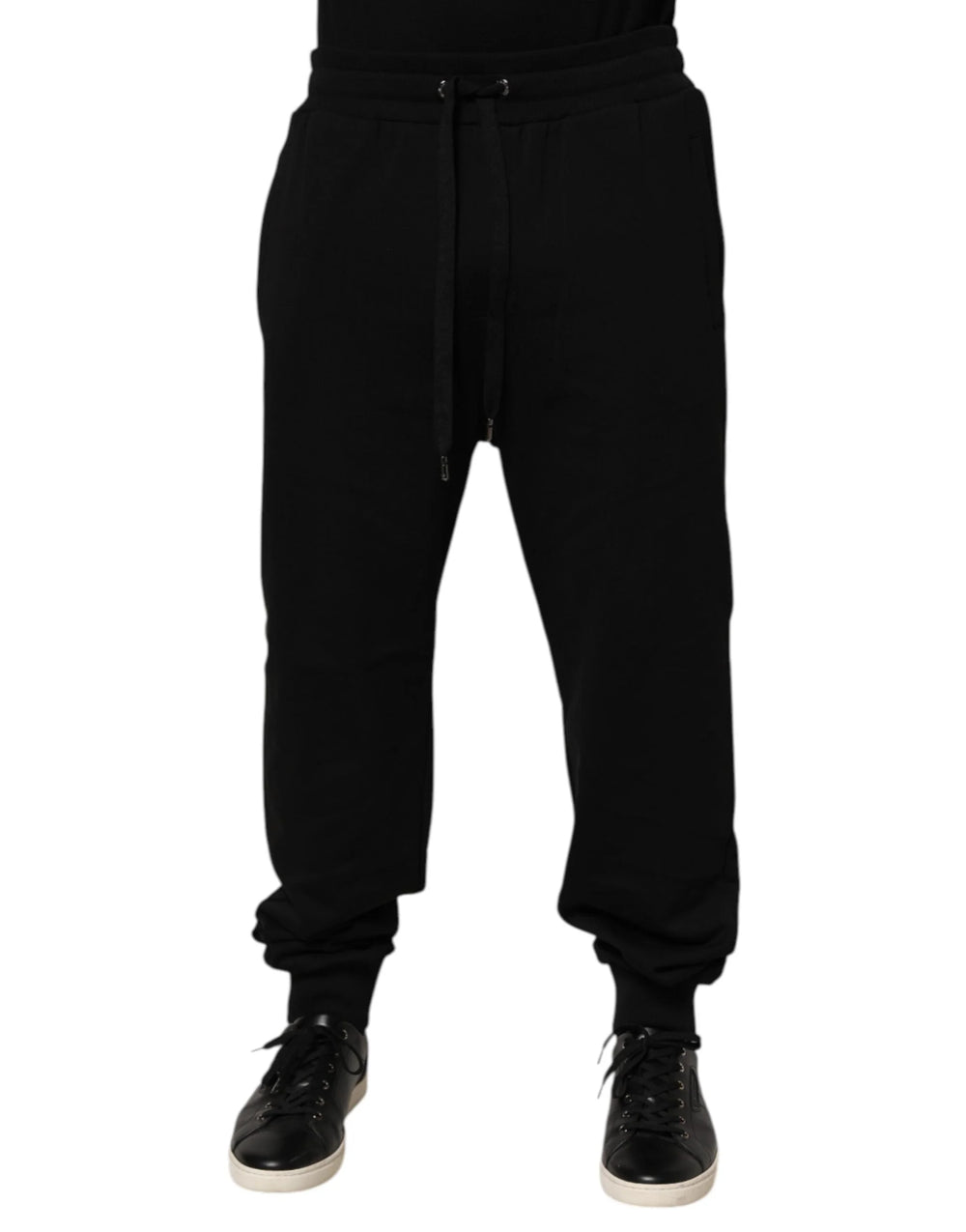 Dolce & Gabbana Black Cotton Drawstring Logo Sweatpants Pants - Joggers
