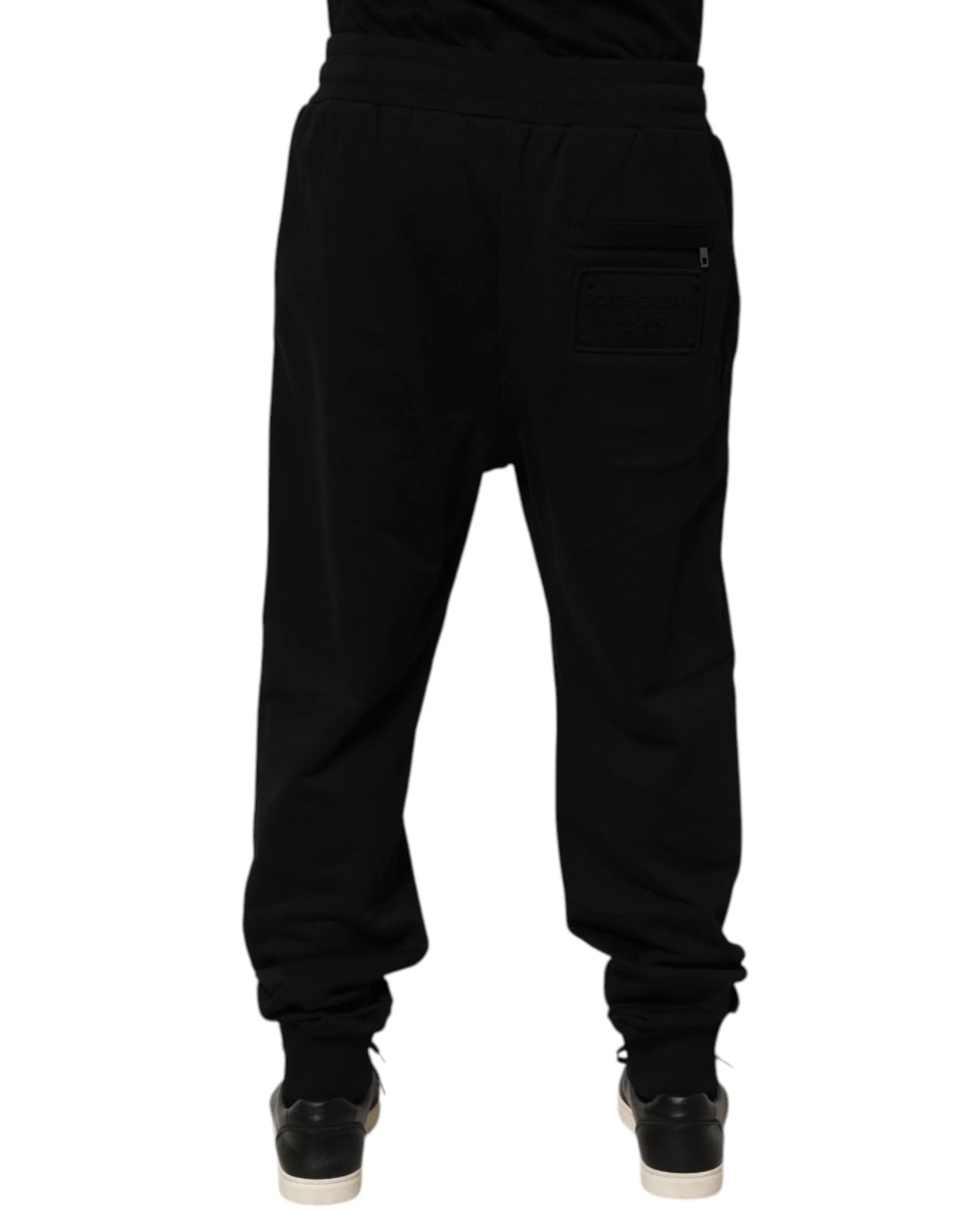 Dolce & Gabbana Black Cotton Drawstring Logo Sweatpants Pants - Joggers