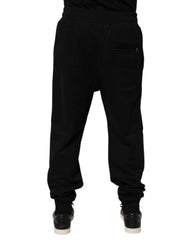 Dolce & Gabbana Black Cotton Drawstring Logo Sweatpants Pants - Joggers