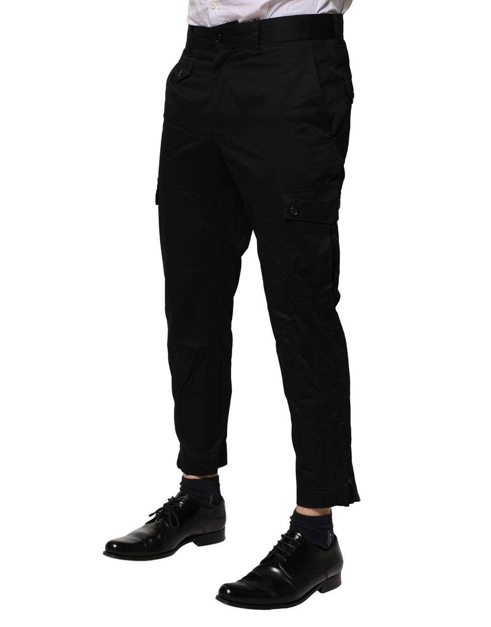 Dolce & Gabbana Black Cotton Dress Slim Formal Pants - IT48 | M - Trousers