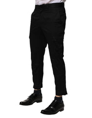 Dolce & Gabbana Black Cotton Dress Slim Formal Pants - IT48 | M - Trousers