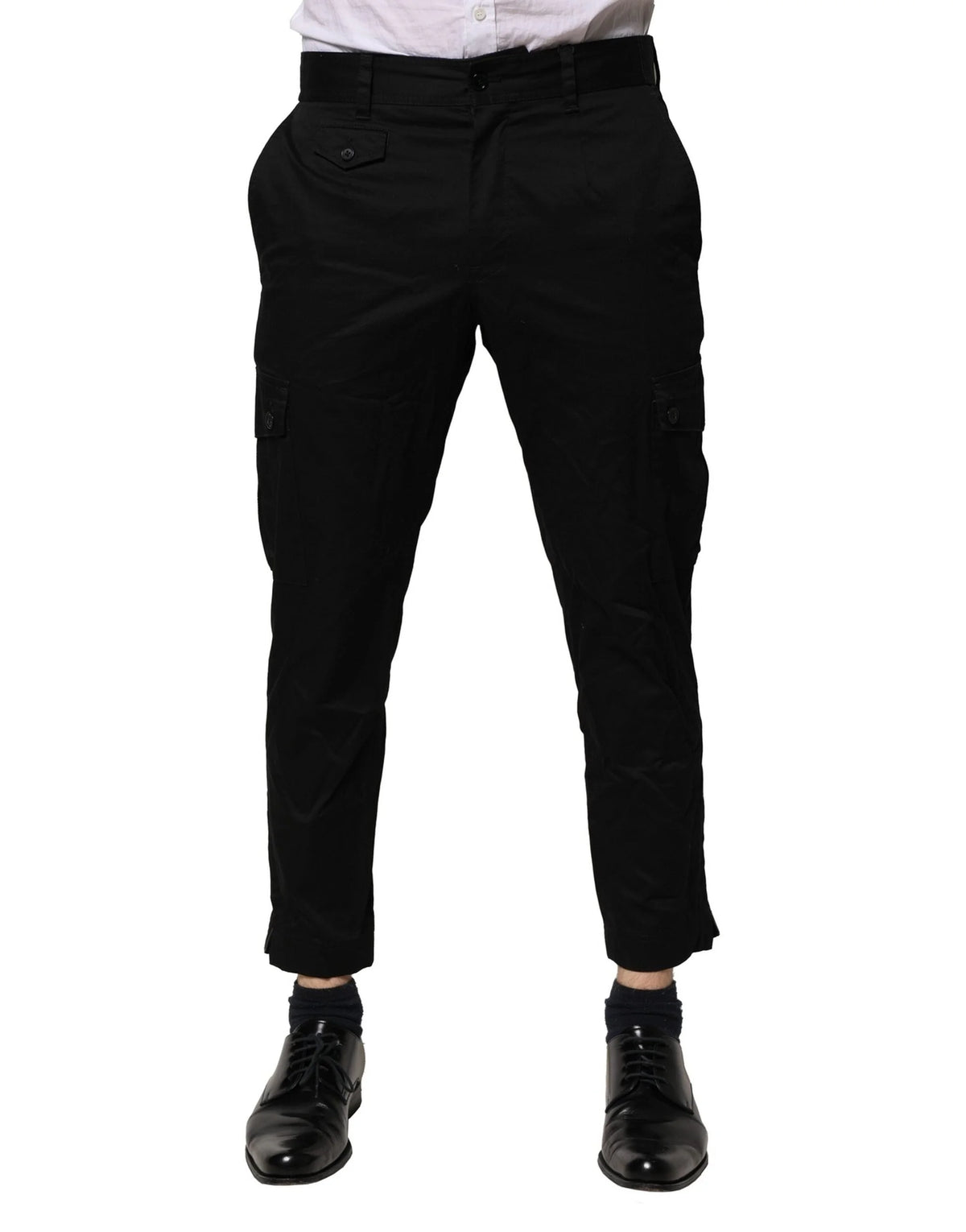 Dolce & Gabbana Black Cotton Dress Slim Formal Pants - IT48 | M - Trousers