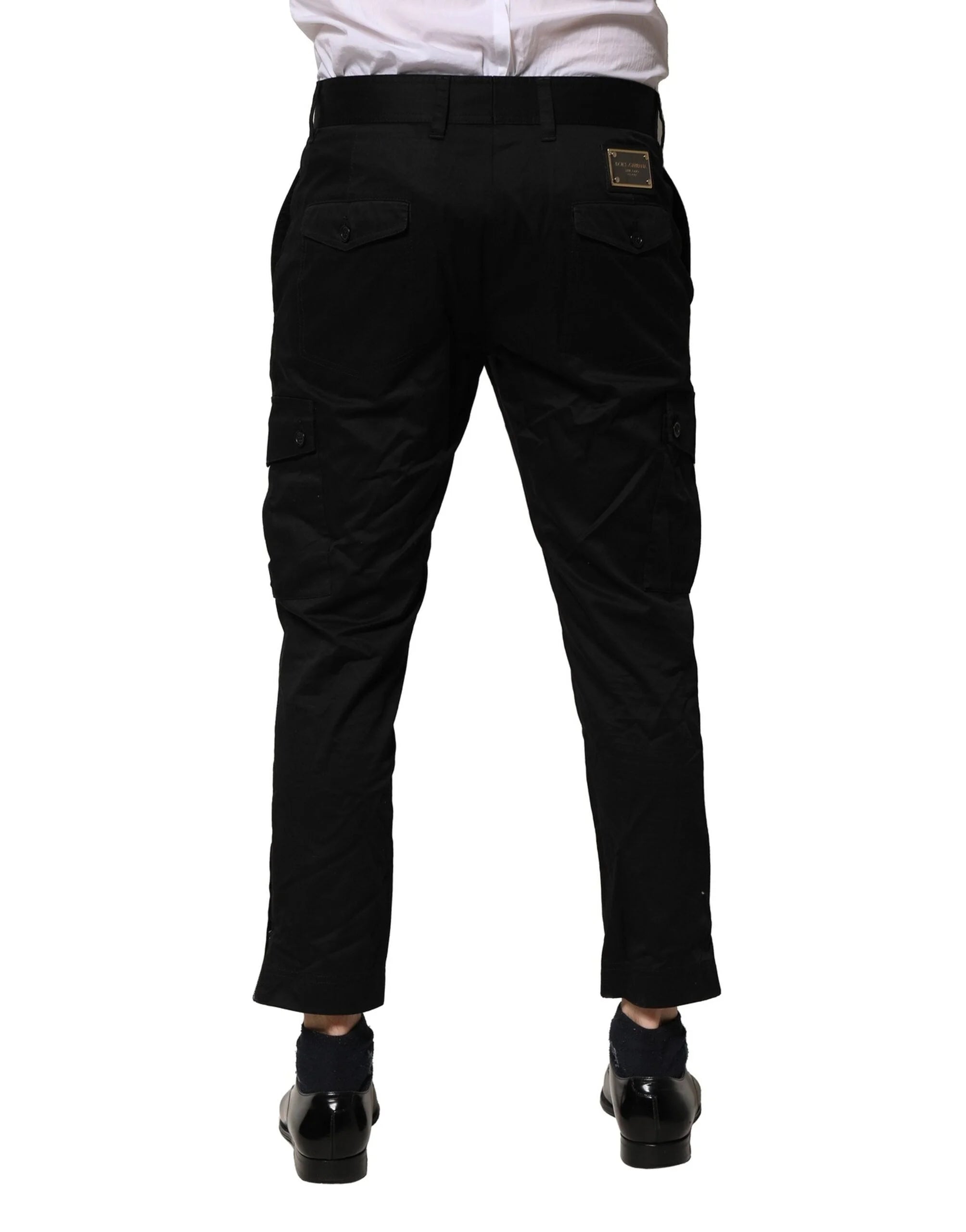 Dolce & Gabbana Black Cotton Dress Slim Formal Pants - IT48 | M - Trousers