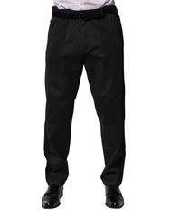 Dolce & Gabbana Black Cotton Dress Slim Formal Pants - Trousers