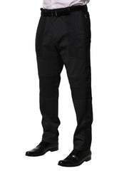 Dolce & Gabbana Black Cotton Dress Slim Formal Pants - Trousers