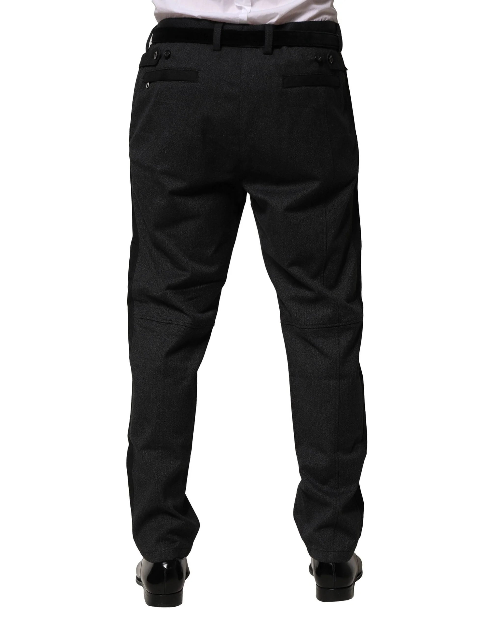 Dolce & Gabbana Black Cotton Dress Slim Formal Pants - Trousers