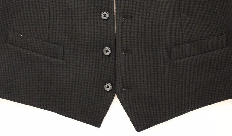 Dolce & Gabbana Black Cotton Dress Vest Blazer Jacket - IT48 | M - Vests