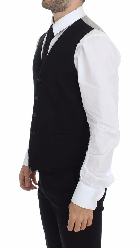 Dolce & Gabbana Black Cotton Dress Vest Blazer Jacket - IT48 | M - Vests