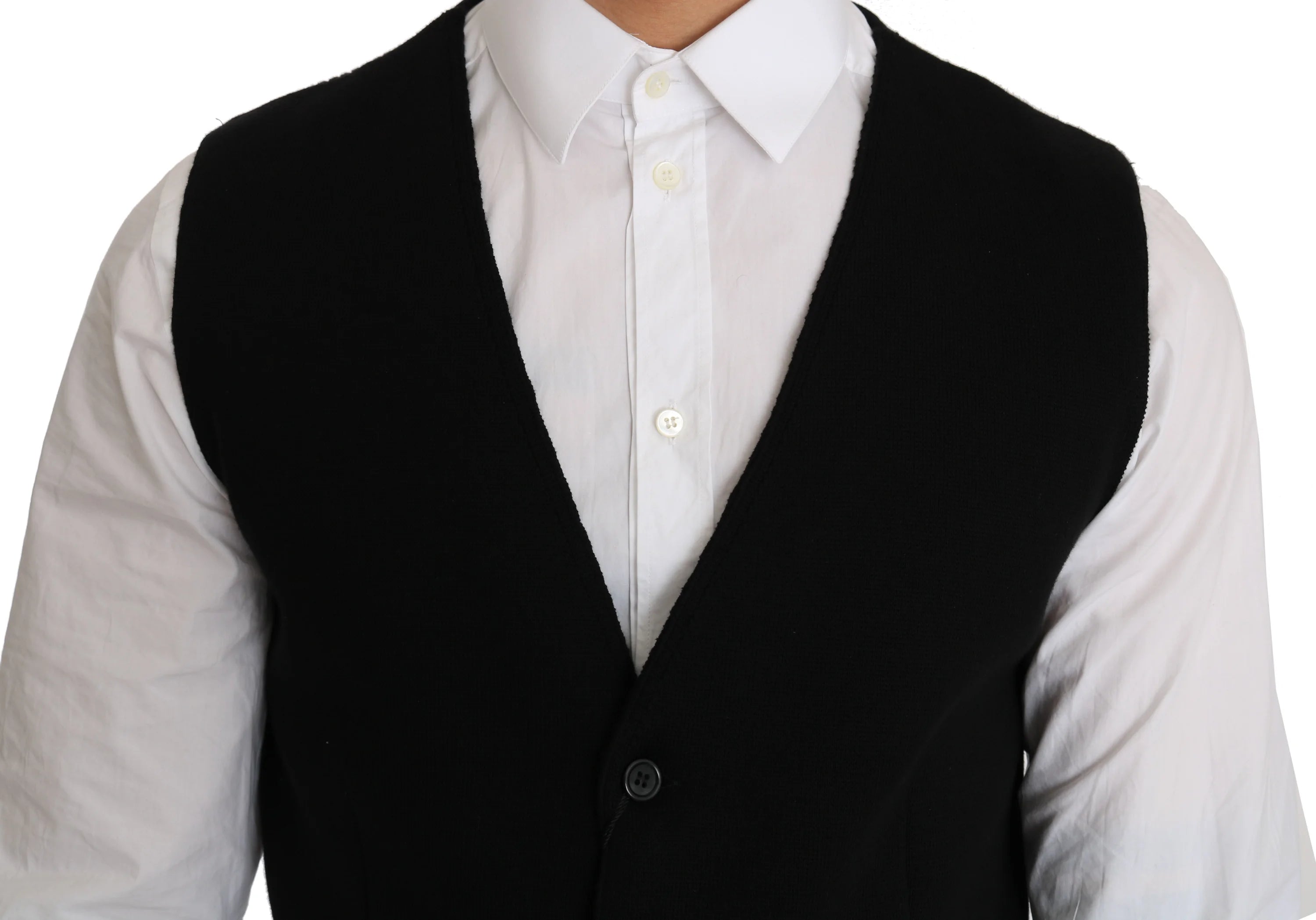 Dolce & Gabbana Black Cotton Dress Woven Waistcoat - IT52 | XL - Vests