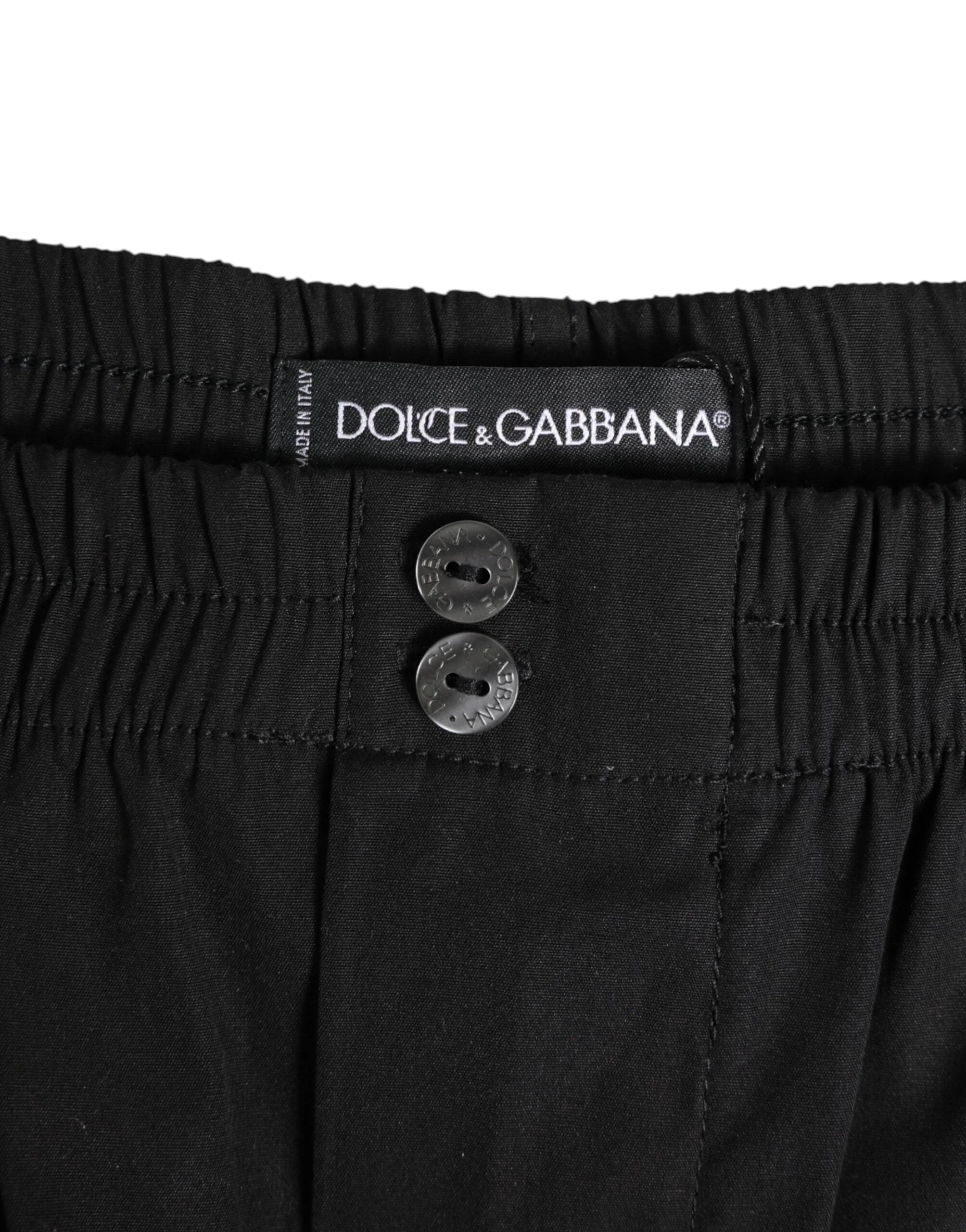 Dolce & Gabbana Black Cotton Elastic Waistband Button Swimwear - IT48 | M