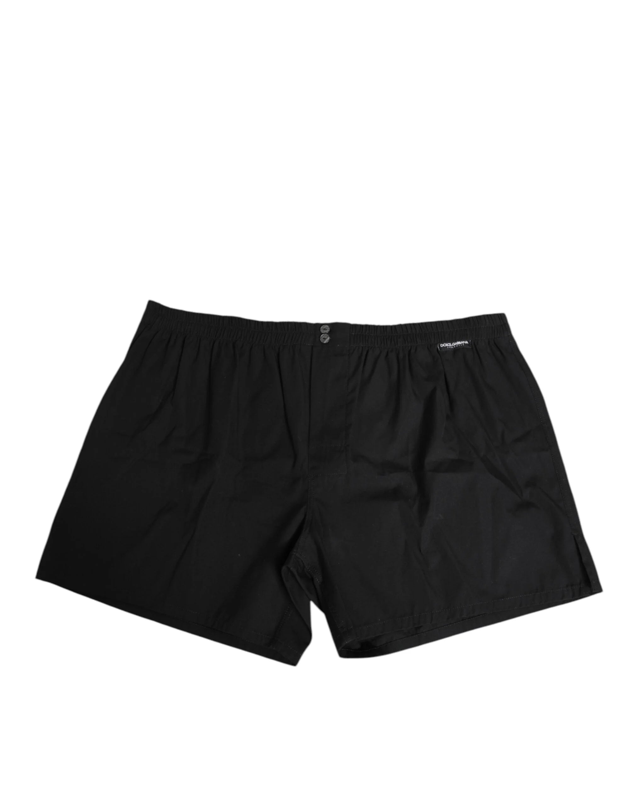 Dolce & Gabbana Black Cotton Elastic Waistband Button Swimwear - IT48 | M