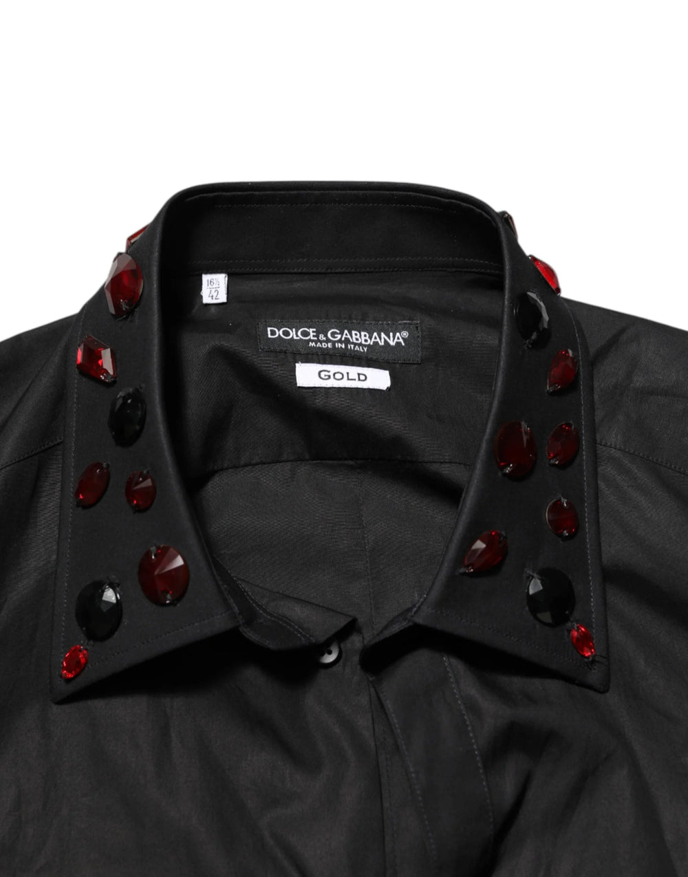 Dolce & Gabbana Black Cotton Embellished Collar Men’s Shirt - IT42 | XL - Shirts