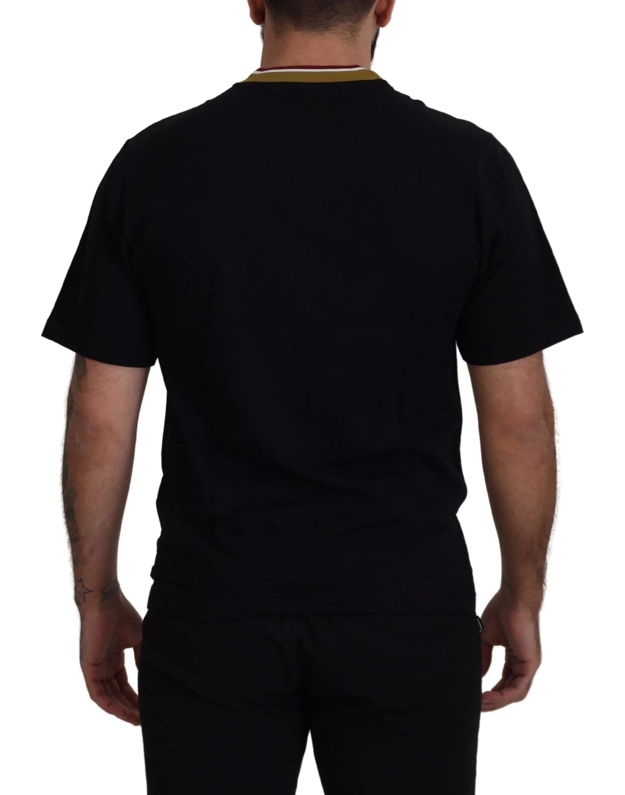 Dolce & Gabbana Black Cotton Embroidered Crewneck T-shirt - IT44 | XS - T-Shirts
