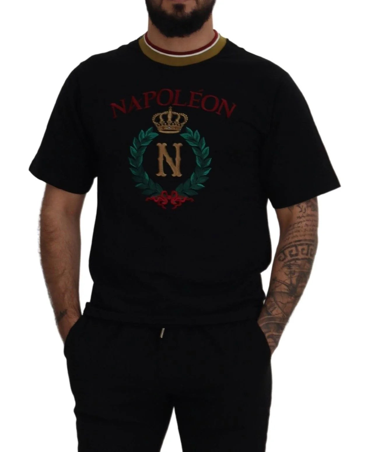 Dolce & Gabbana Black Cotton Embroidered Crewneck T-shirt - IT44 | XS - T-Shirts