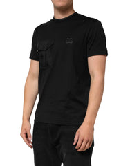 Dolce & Gabbana Black Cotton Embroidered DG Logo Pocket T-shirt - IT50 | L