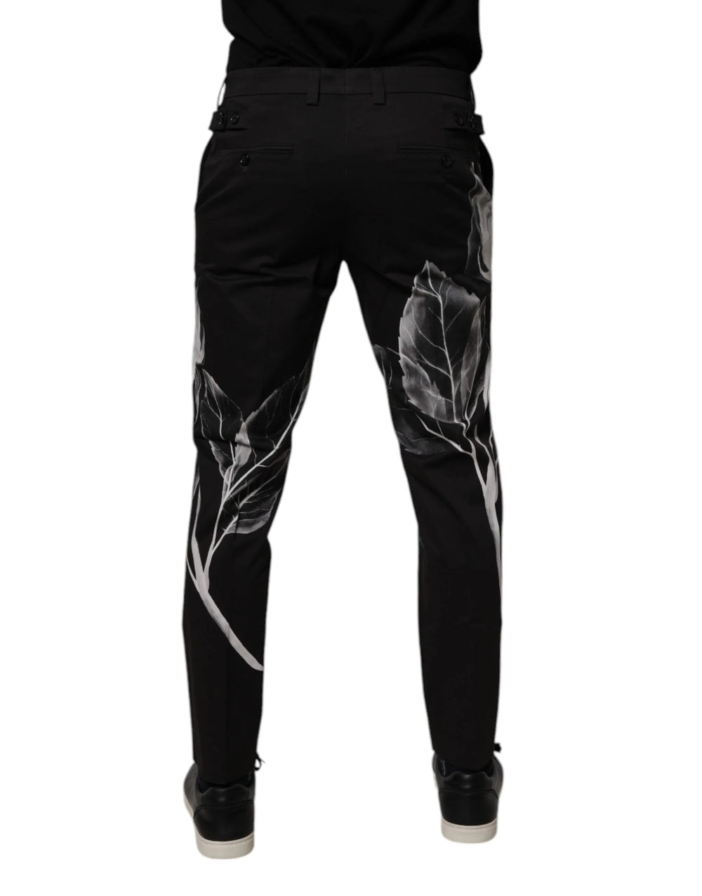 Dolce & Gabbana Black Cotton Floral Skinny Dress Pants - IT48 | M - Trousers