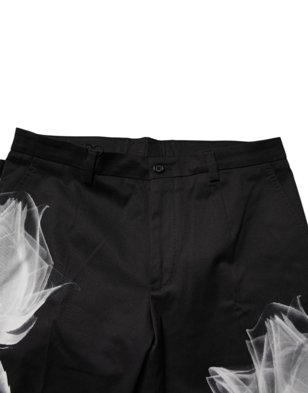 Dolce & Gabbana Black Cotton Floral Skinny Dress Pants - IT48 | M - Trousers
