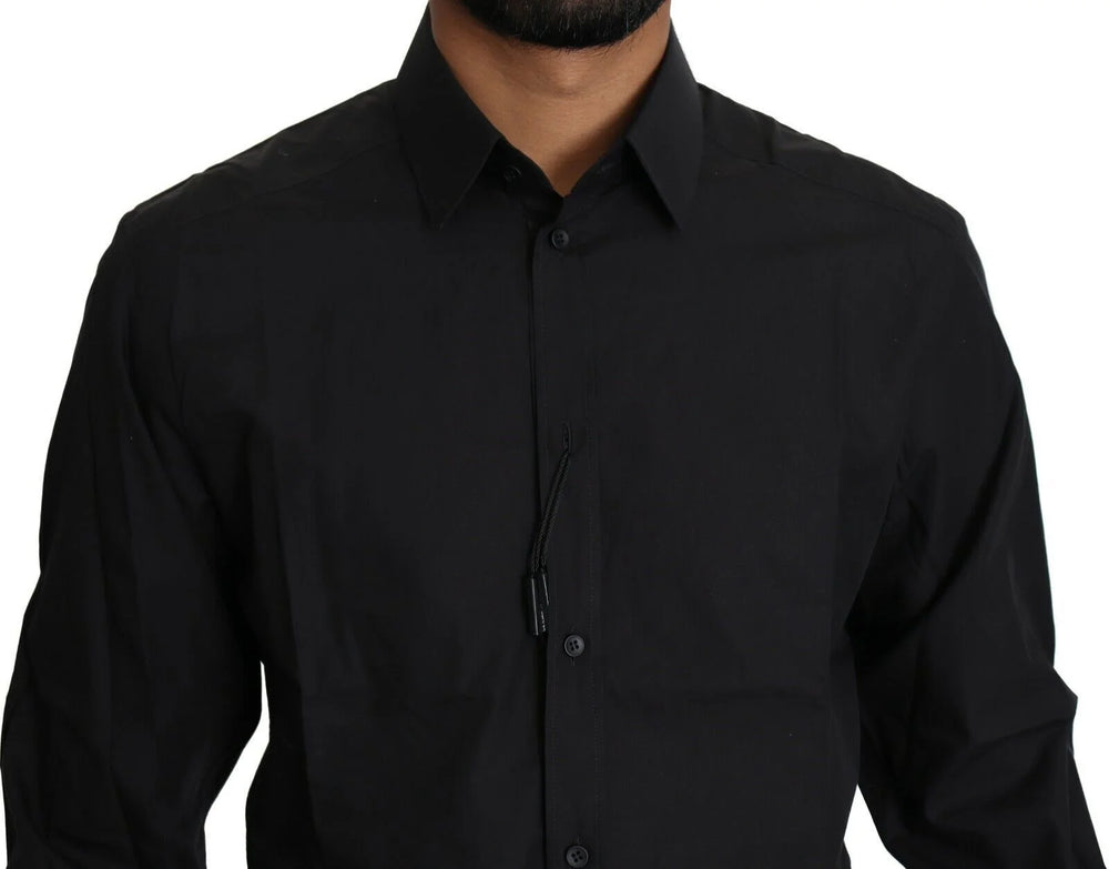 Dolce & Gabbana Black Cotton Formal Dress Men Top Shirt - IT38 | XS - Shirts