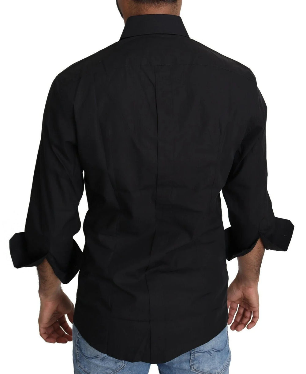Dolce & Gabbana Black Cotton Formal Dress Men Top Shirt - IT38 | XS - Shirts
