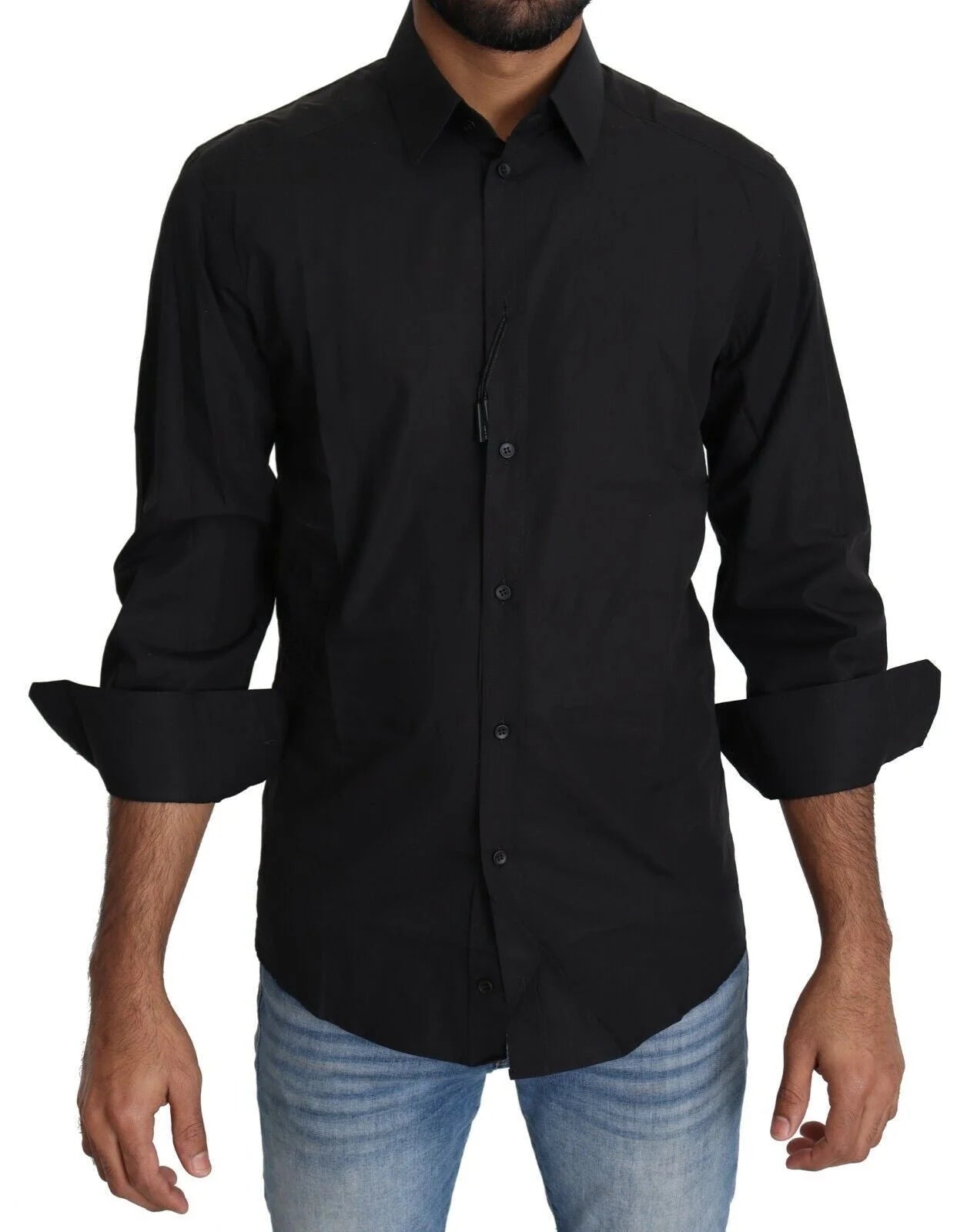 Dolce & Gabbana Black Cotton Formal Dress Men Top Shirt - IT38 | XS - Shirts