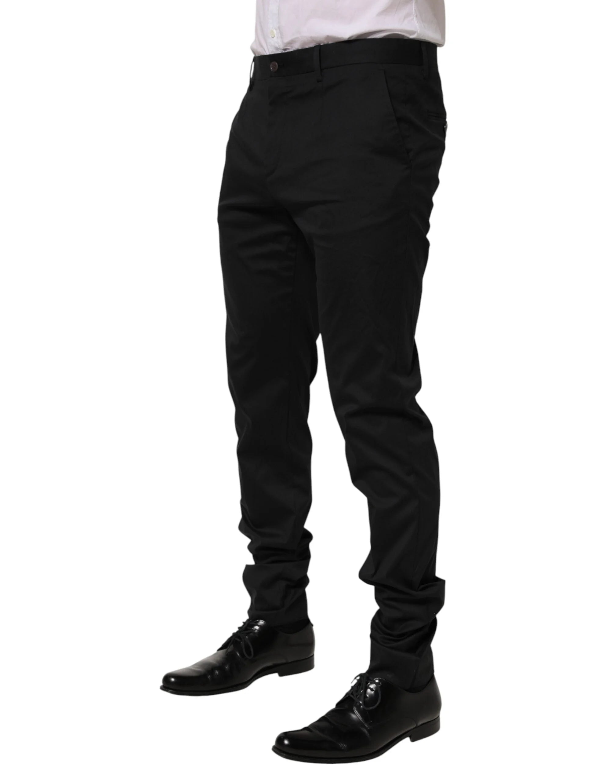 Dolce & Gabbana Black Cotton Formal Dress Men Trouser Pants - IT50 | L