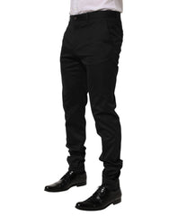 Dolce & Gabbana Black Cotton Formal Dress Men Trouser Pants - IT50 | L - Trousers