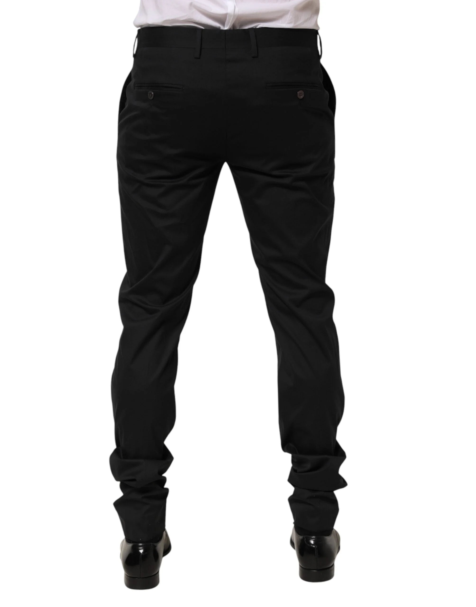 Dolce & Gabbana Black Cotton Formal Dress Men Trouser Pants - IT50 | L