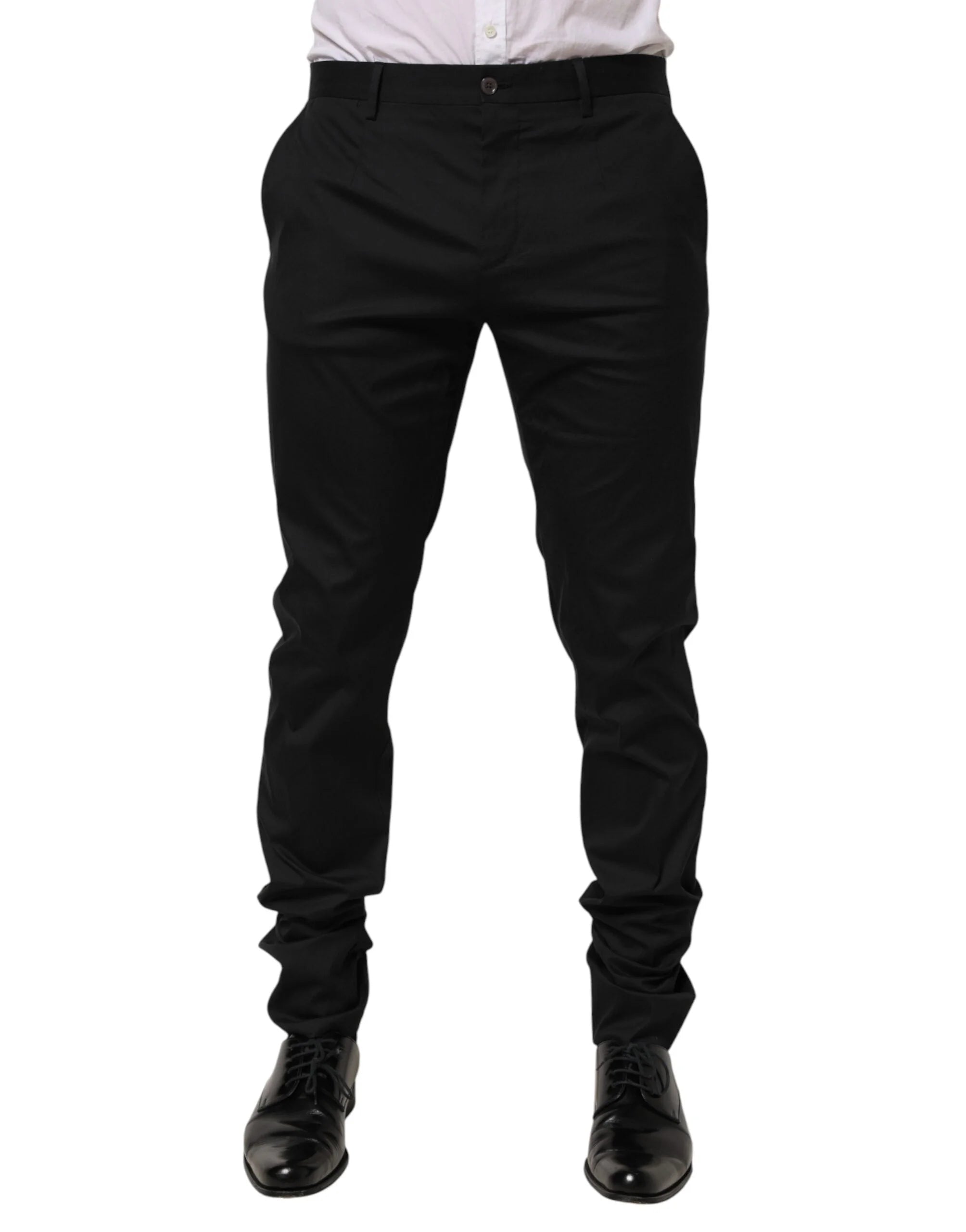 Dolce & Gabbana Black Cotton Formal Dress Men Trouser Pants - IT50 | L - Trousers