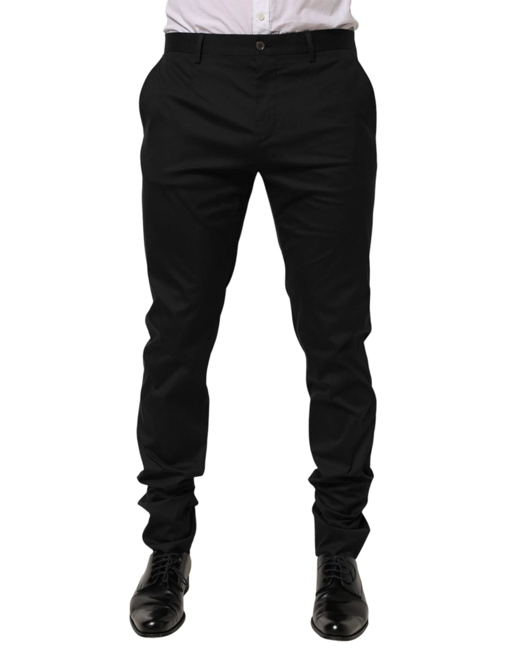 Dolce & Gabbana Black Cotton Formal Dress Men Trouser Pants - IT50 | L - Trousers
