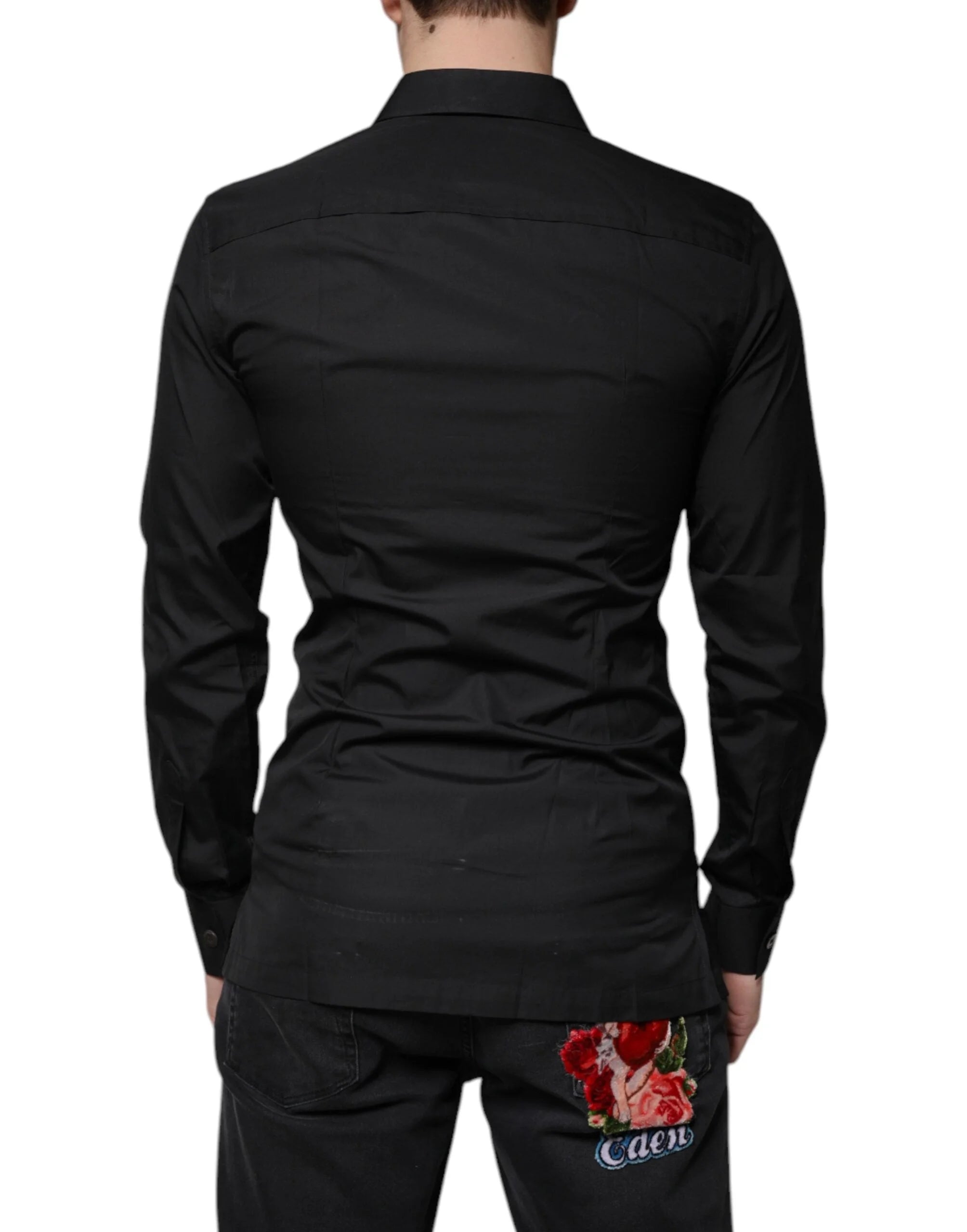 Dolce & Gabbana Black Cotton Formal Long Sleeves Dress Shirt - Shirts