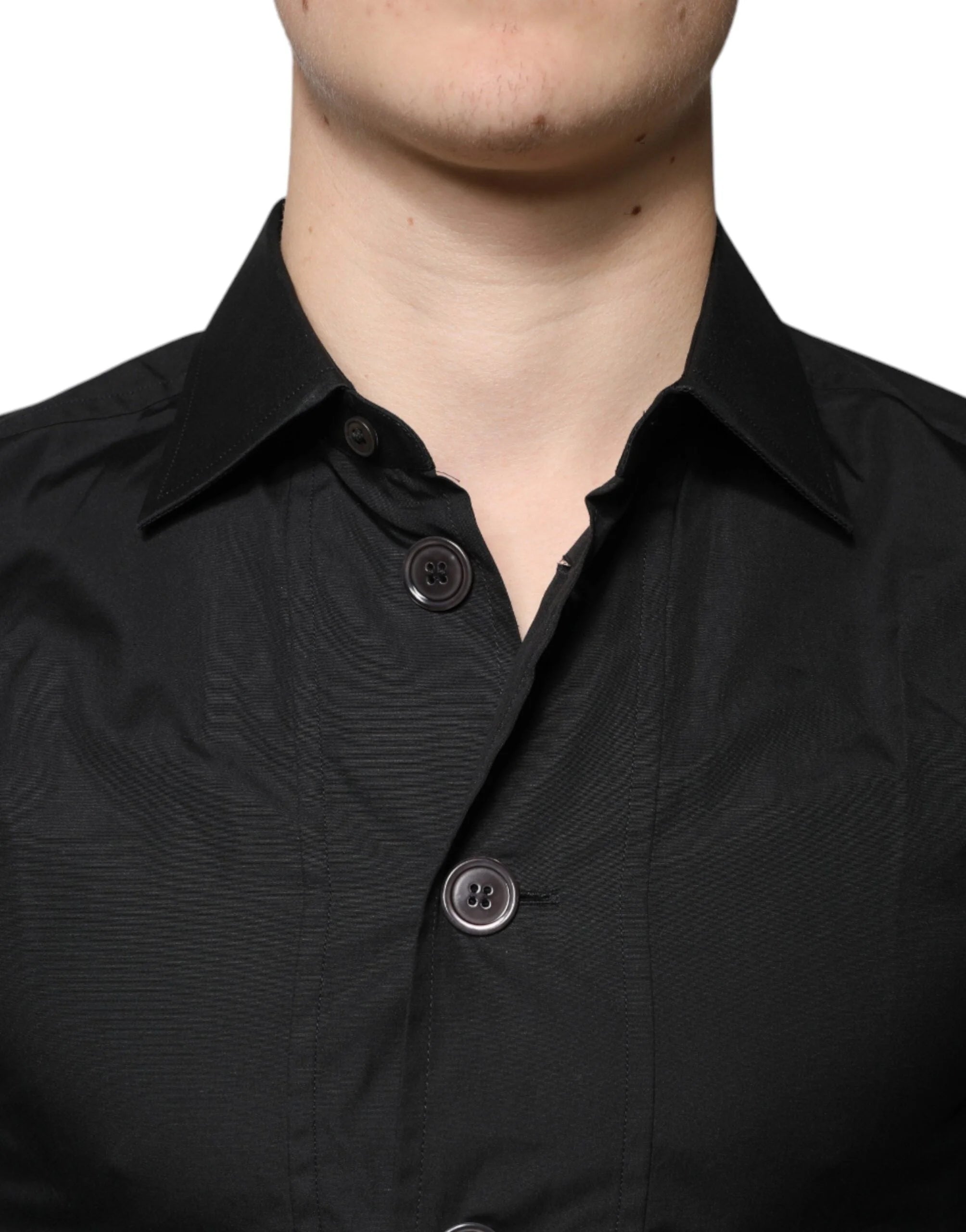 Dolce & Gabbana Black Cotton Formal Long Sleeves Dress Shirt - Shirts