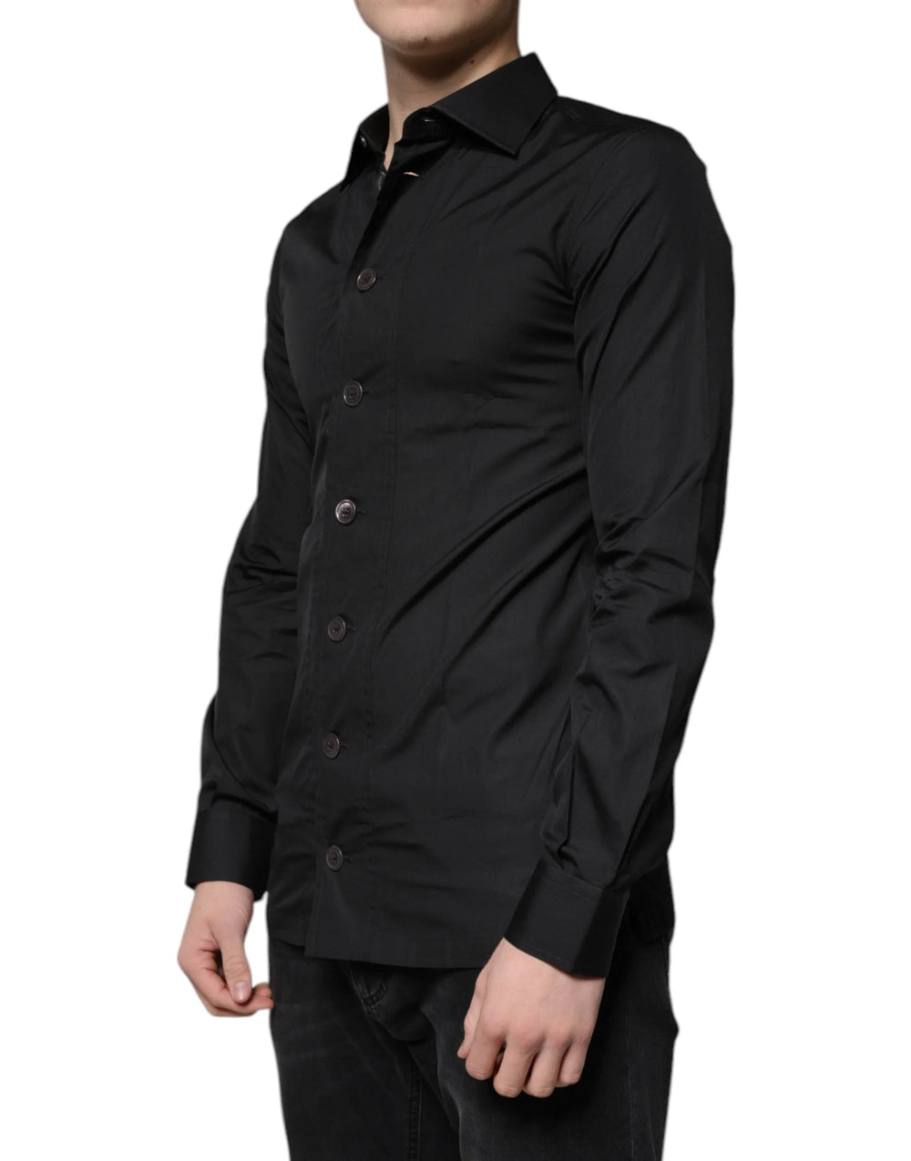 Dolce & Gabbana Black Cotton Formal Long Sleeves Dress Shirt - Shirts