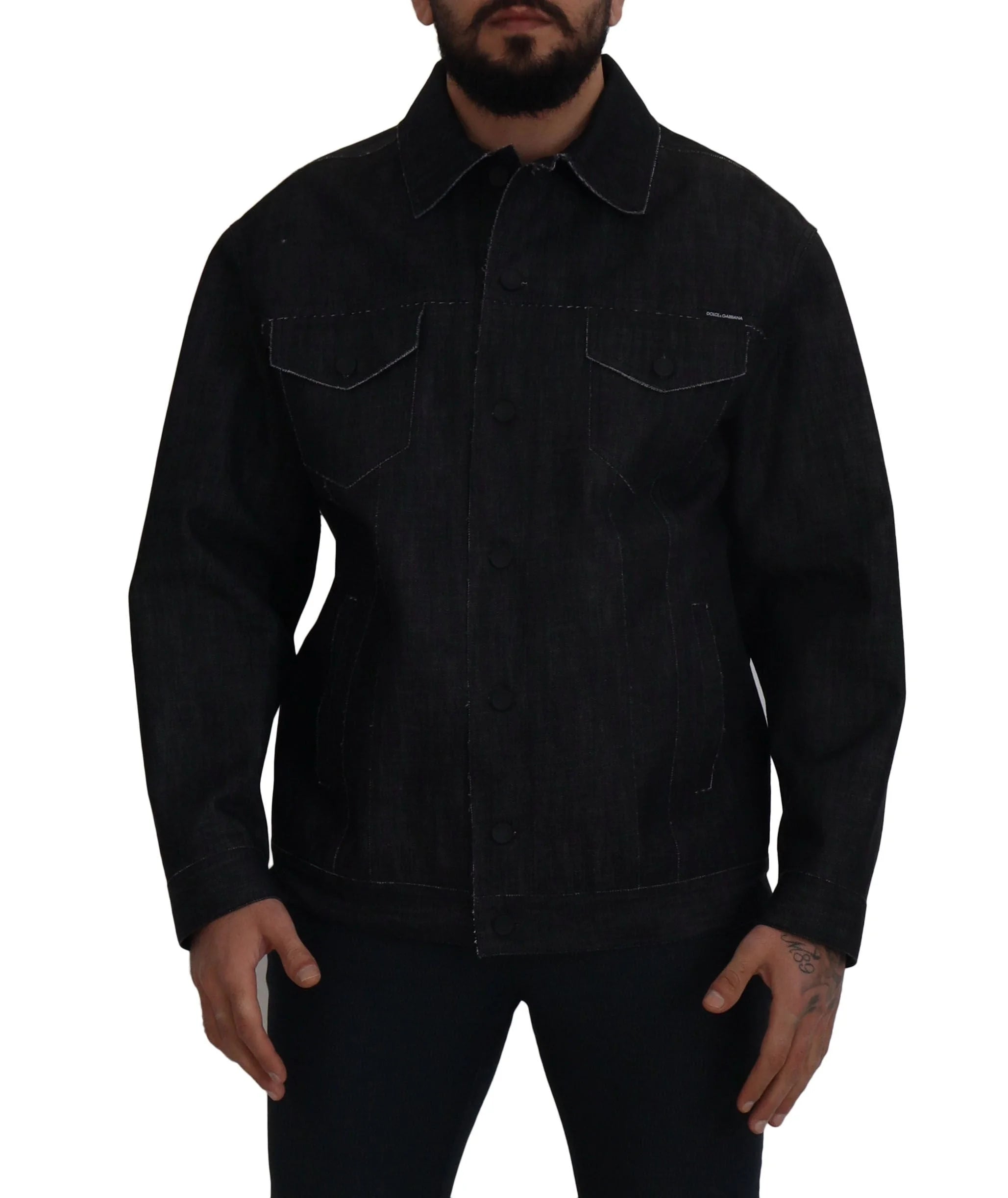 Dolce & Gabbana Black Cotton Full Button Denim Jacket - IT50 | L - Trucker Jackets