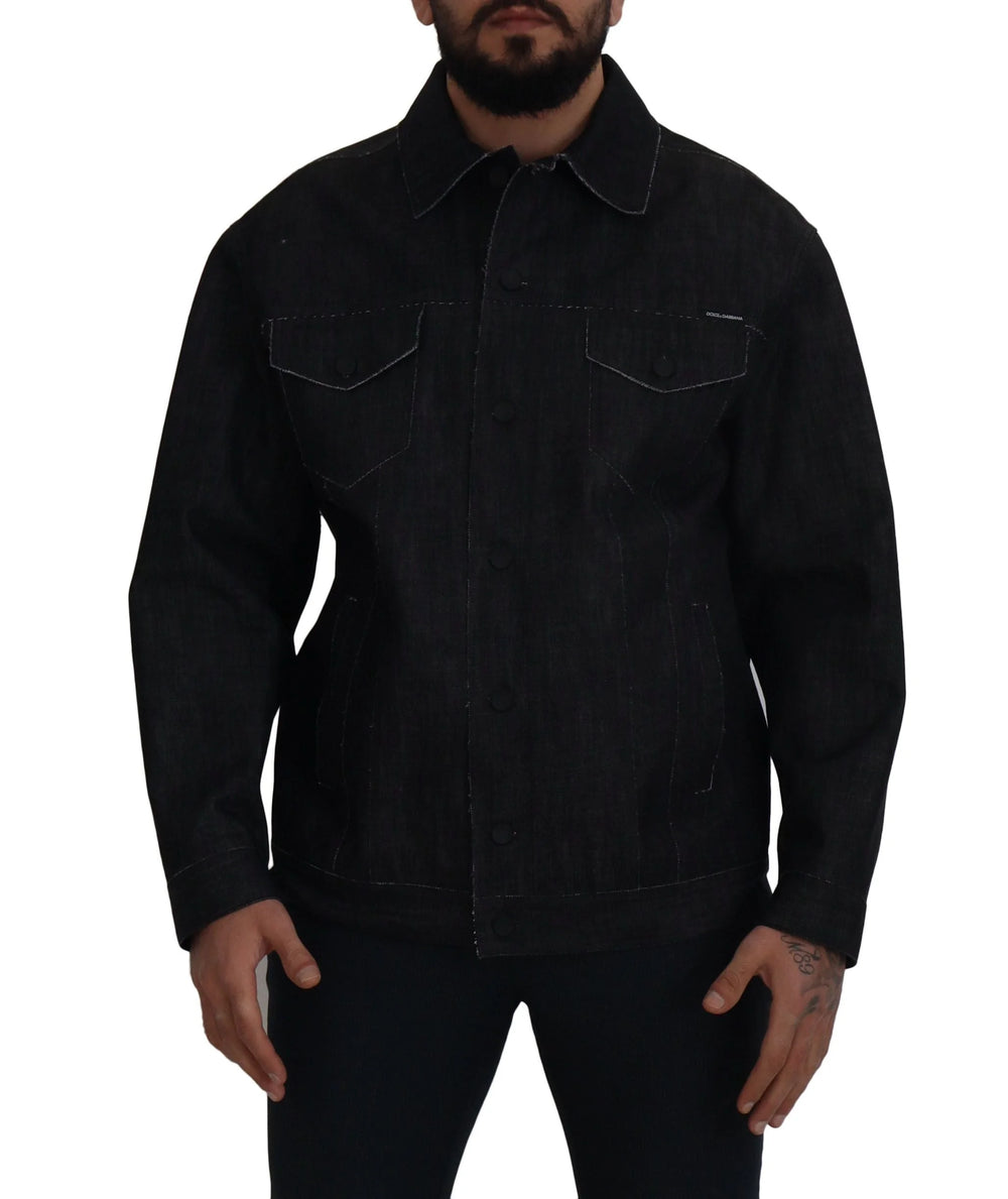 Dolce & Gabbana Black Cotton Full Button Denim Jacket - IT50 | L - Trucker Jackets