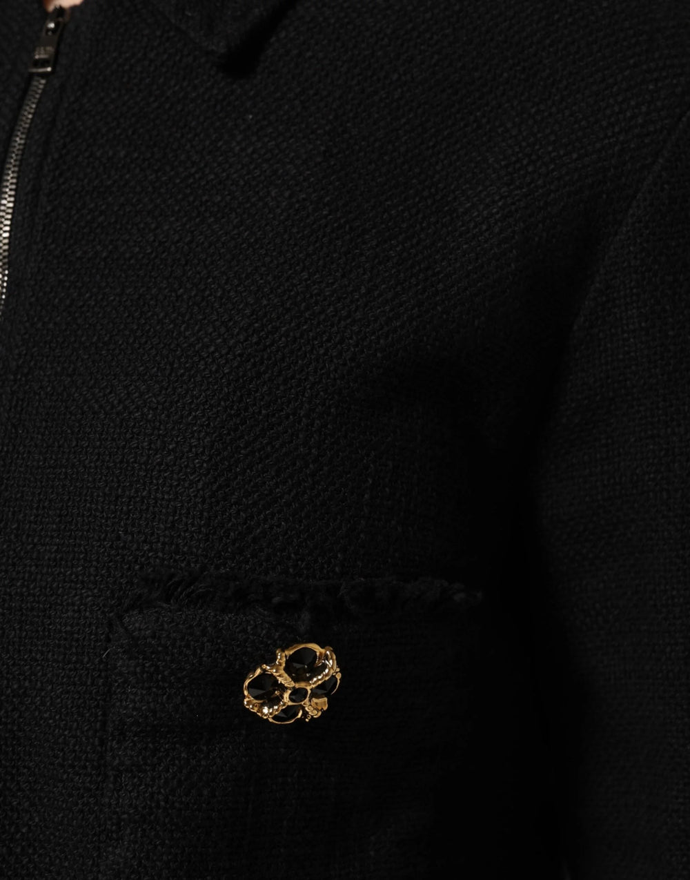 Dolce & Gabbana Black Cotton Full Zip Cropped Coat Jacket - Track Jackets