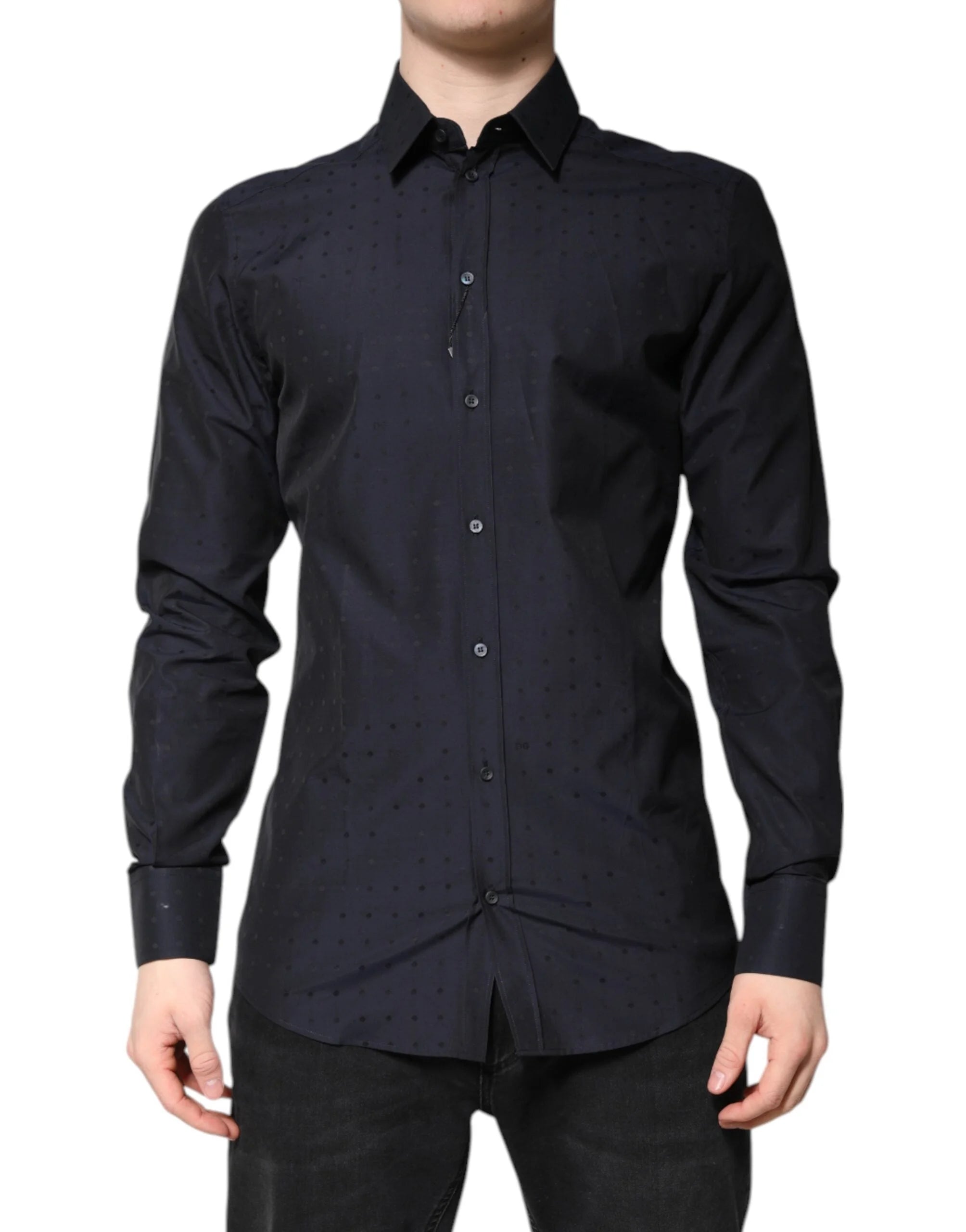 Dolce & Gabbana Black Cotton GOLD Men Dress Formal Shirt - IT40 | M - Shirts