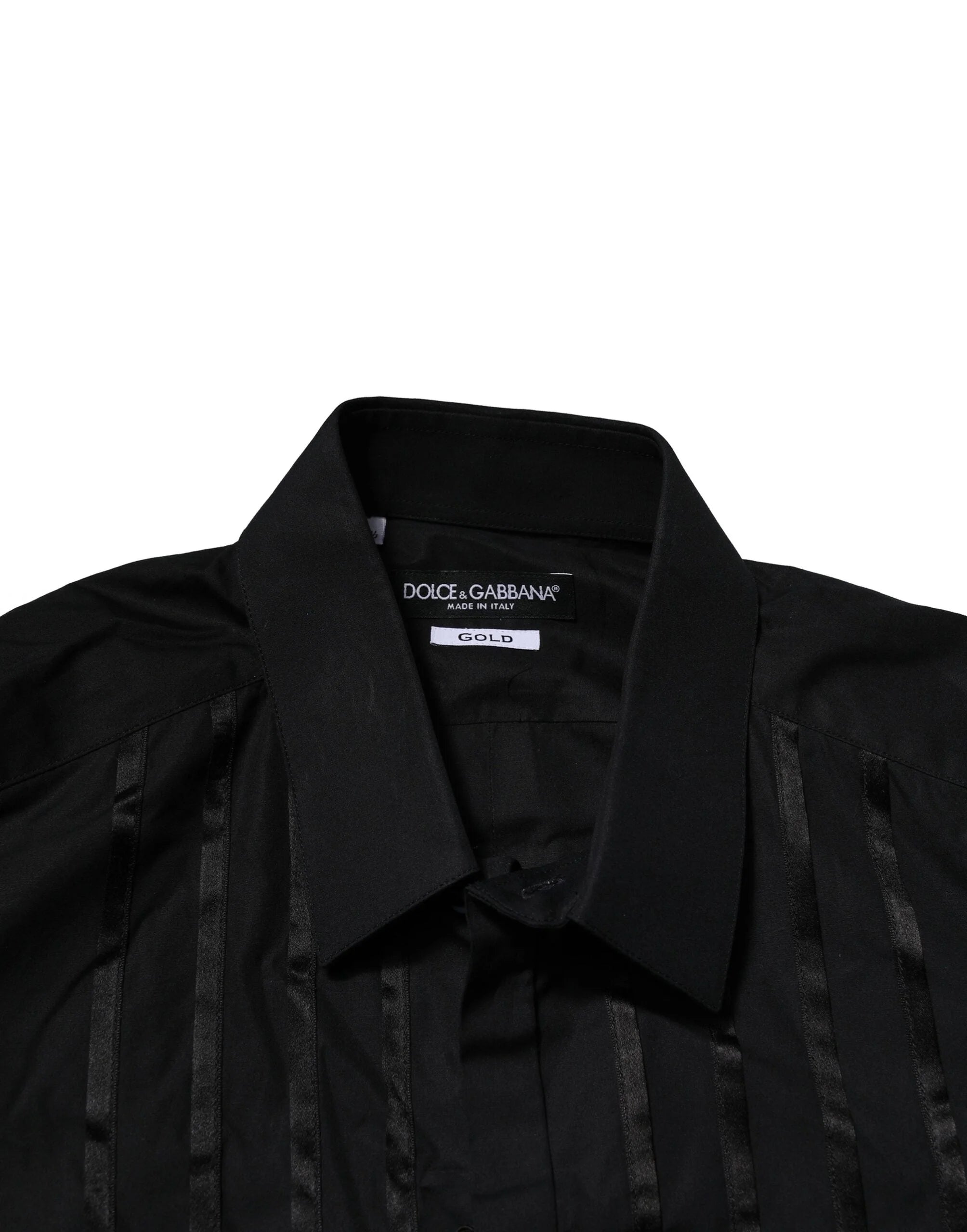 Dolce & Gabbana Black Cotton GOLD Mens Dress Formal Shirt - IT42 | XL - Shirts