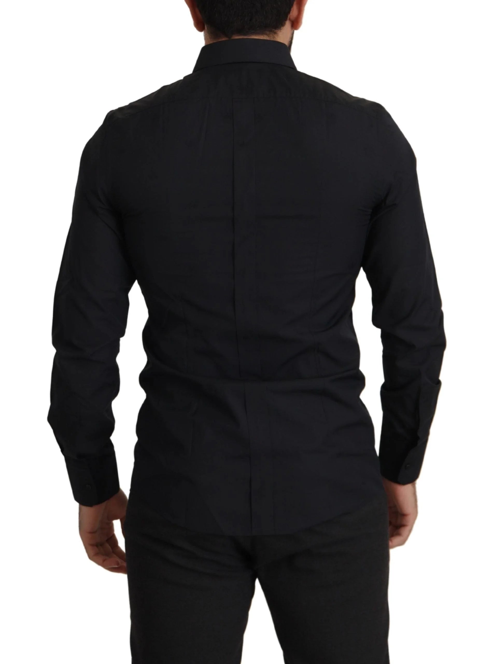 Dolce & Gabbana Black Cotton GOLD Slim Fit Dress Shirt - IT37 | XS - Shirts