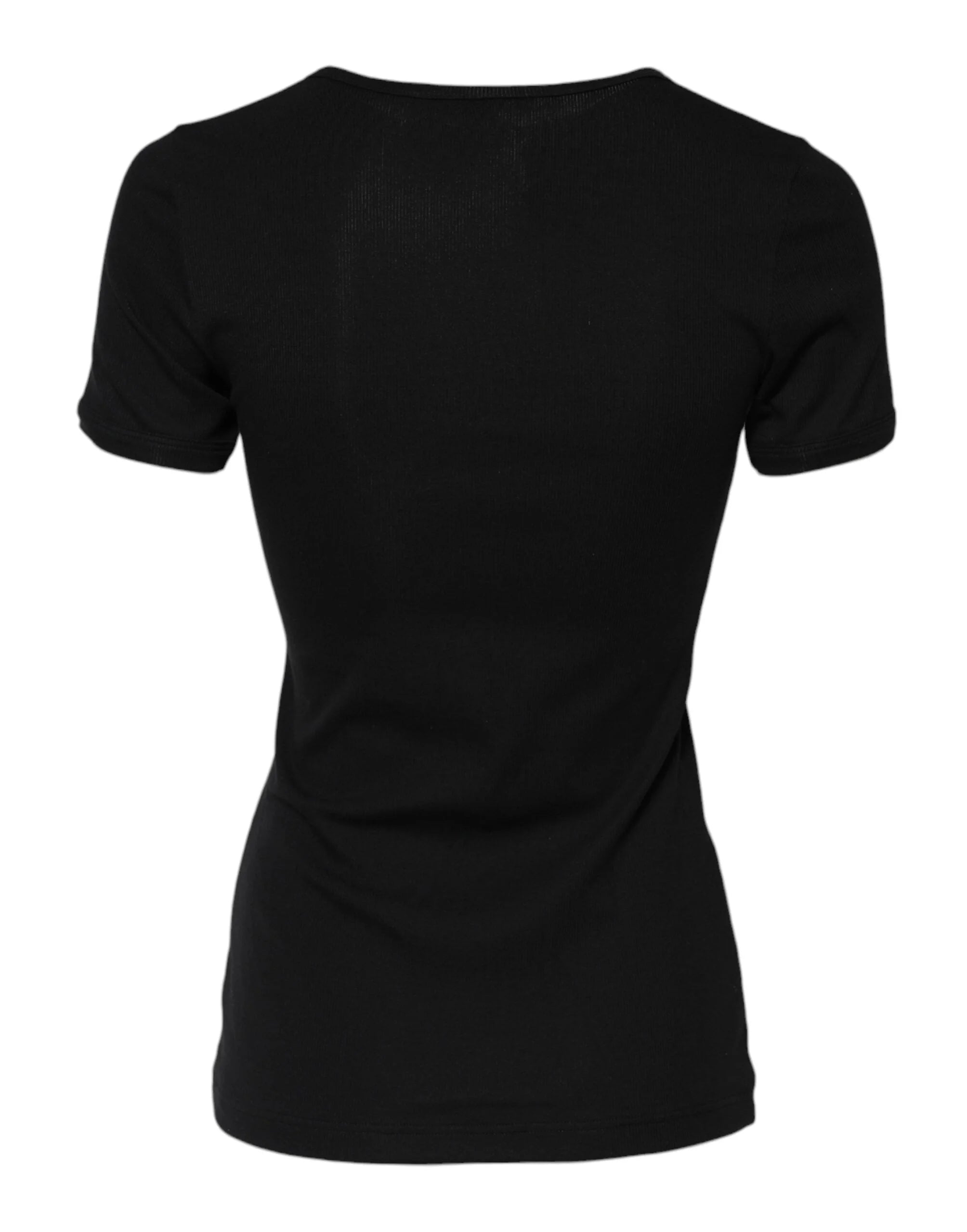 Dolce & Gabbana Black Cotton Henley Short Sleeves Top T-shirt - IT2 | S - T-Shirts