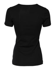 Dolce & Gabbana Black Cotton Henley Short Sleeves Top T-shirt - IT2 | S - T-Shirts