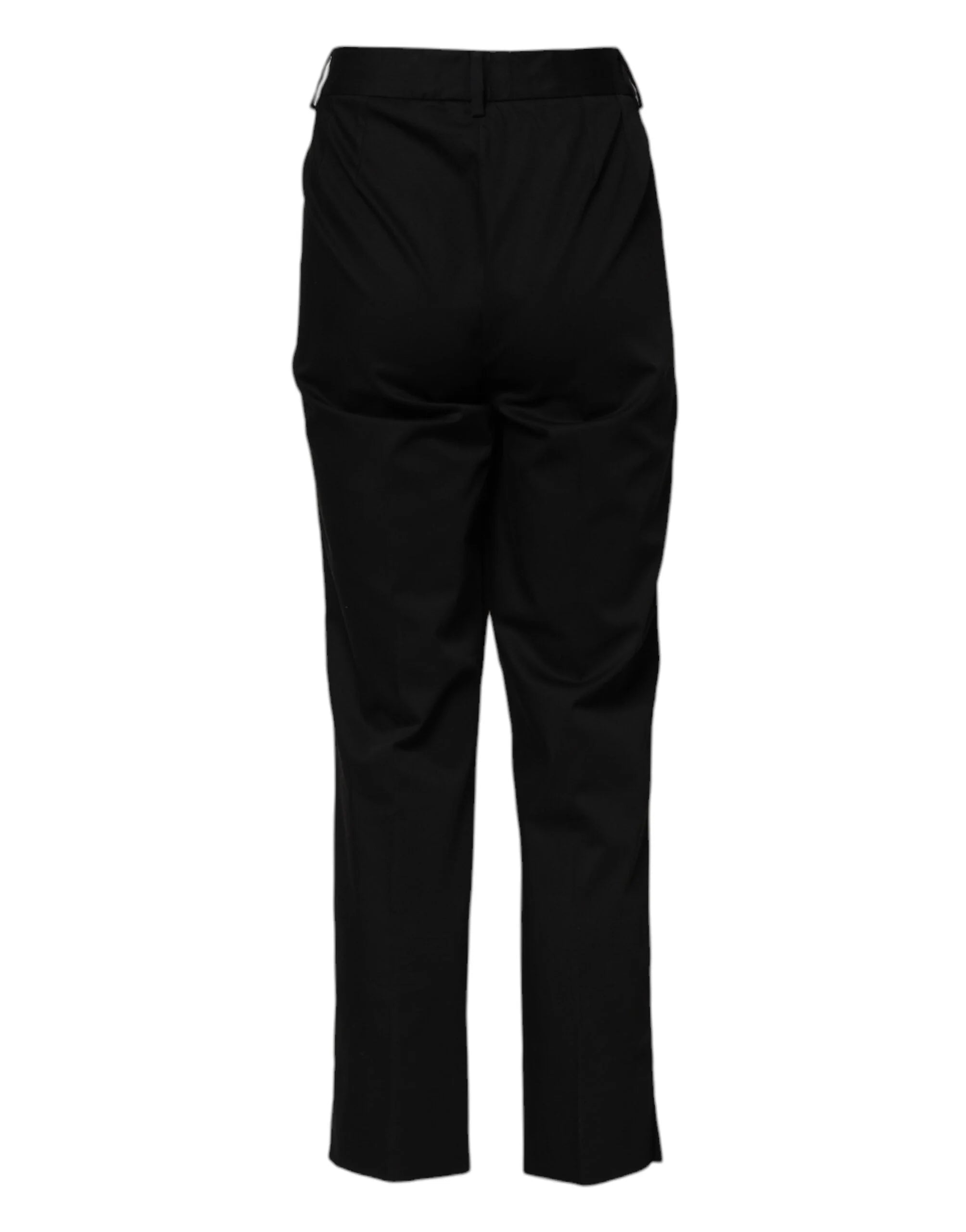 Dolce & Gabbana Black Cotton High Waist Formal Pants - IT44 | L - Trousers